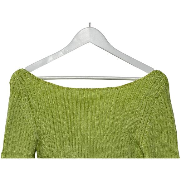 FREE PEOPLE TOP WOMENS XLARGE SAN LUCAS STRETCH KNIT CROP PULLOVER SWEATER GREEN - Picture 6 of 12